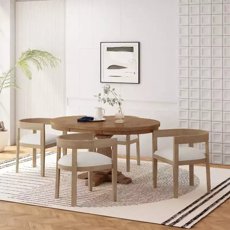 Christopher Knight Home 5pc Hudson Fabric and Wood Dining Set Light