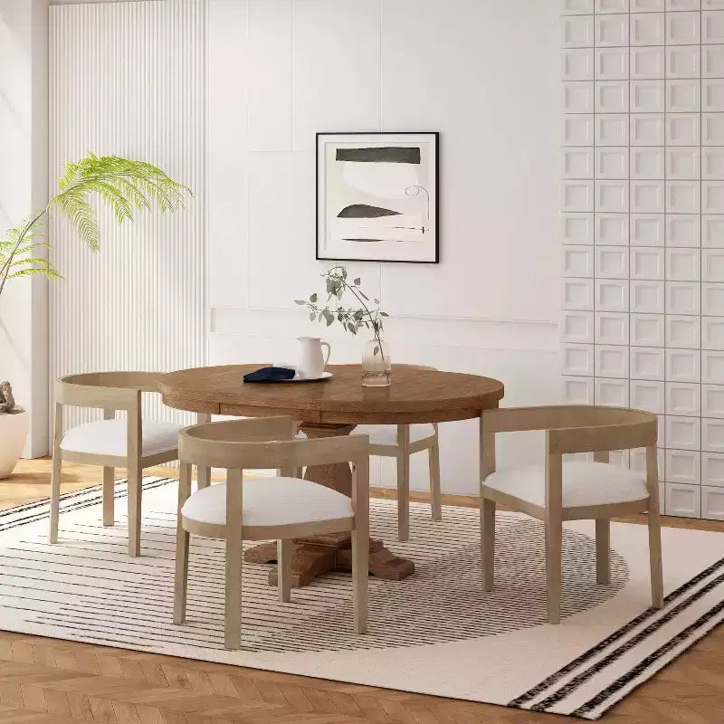Christopher Knight Home 5pc Hudson Fabric and Wood Dining Set Light